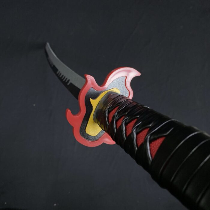 Demon Slayer Tanjiro Fire silver White V2 Cosplay Replica Premium Life Size Wooden Katana [104 CM] || DEMON SLAYER - Image 2