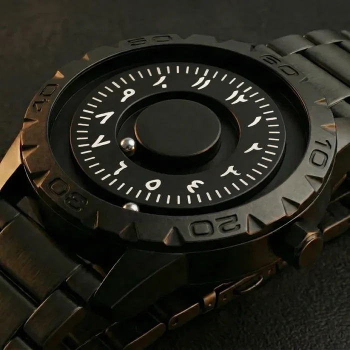 Magneto Metal Arabic Black Watch - Image 4