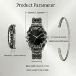 Crimson Eclipse – Gothic Raven Black Dial Metal Watch - Image 4