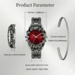 Crimson Eclipse – Gothic Red Dial Metal Watch - Image 4