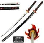 Demon Slayer Tanjiro Fire silver White V2 Cosplay Replica Premium Life Size Wooden Katana [104 CM] || DEMON SLAYER - Image 3