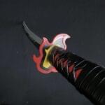 Demon Slayer Tanjiro Fire silver White V2 Cosplay Replica Premium Life Size Wooden Katana [104 CM] || DEMON SLAYER - Image 2