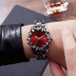 Crimson Eclipse – Gothic Red Dial Metal Watch - Image 4