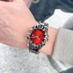 Crimson Eclipse – Gothic Red Dial Metal Watch - Image 5