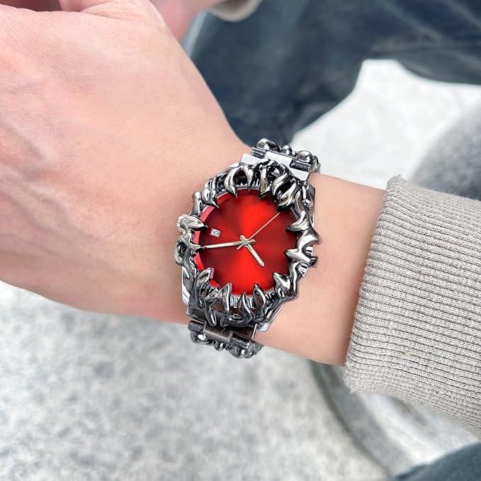 Crimson Eclipse – Gothic Red Dial Metal Watch - Image 5